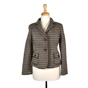 Talbot's Brown Blazer Chevron Size‎ 2 Wool Cotton Blend